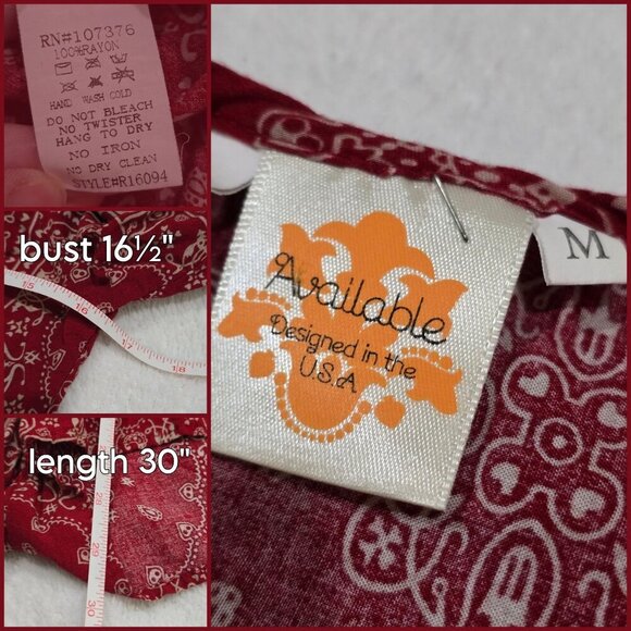 Archaic ✦ Red Paisley Romper ✦ Long Sleeve V-Neck w/ Tie Detail Boho Rebel Style - Picture 10 of 11